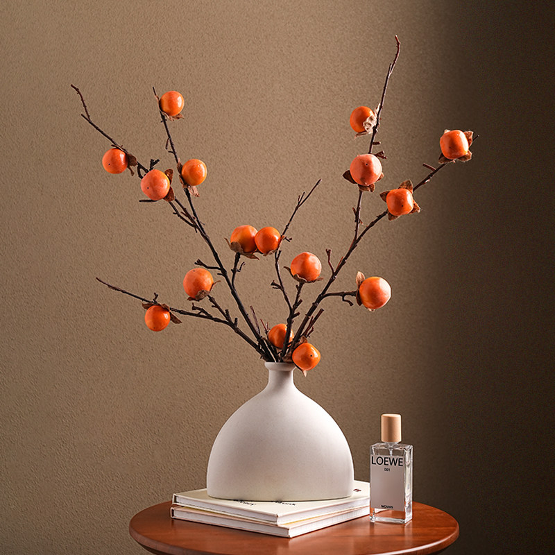 贝汉美柿柿如意仿真柿子树枝素胚花瓶摆件客厅桌面插花装饰品摆设,淘宝优惠券,粉丝福利购,淘宝优惠卷