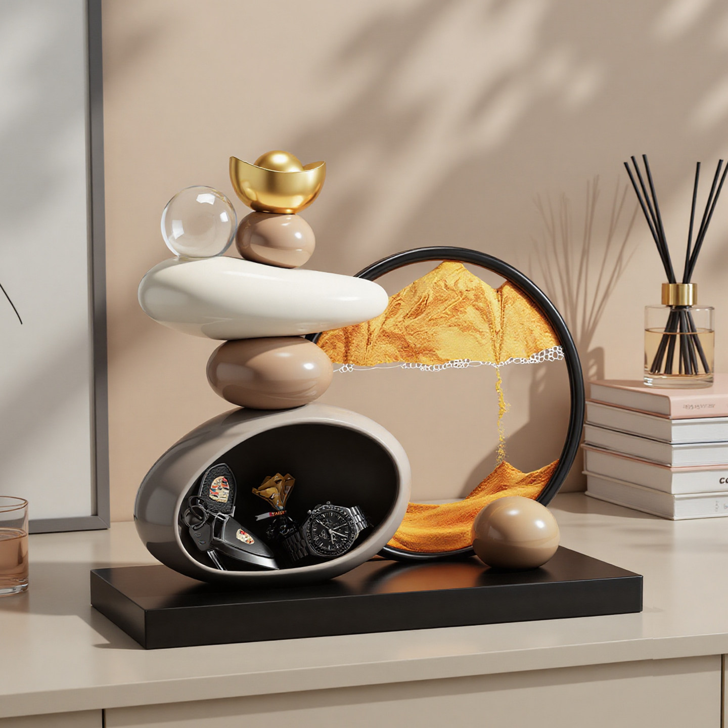 贝汉美时来运转流沙画高级感乔迁新居礼物家居好物创意桌面摆件,淘宝优惠券,粉丝福利购,淘宝优惠卷