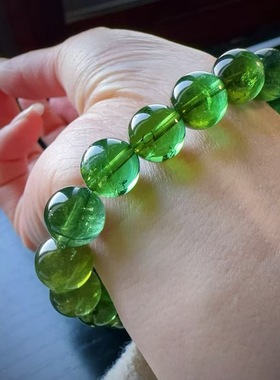 魅晶天然水晶晶体通透拉贡蓝渐变帕绿色碧玺手链