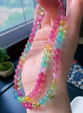 魅晶天然水晶晶体通透彩虹莹润艳丽感手链