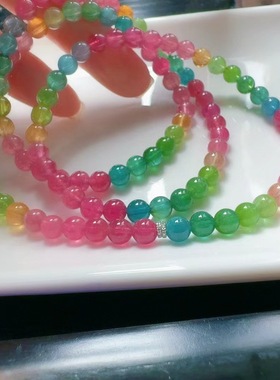 魅晶天然水晶晶体通透荧光彩虹莹润通透手链