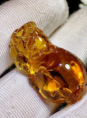 魅晶天然水晶晶体通透巴西黄水晶貔貅吊坠