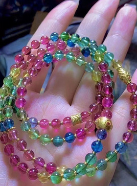 天然糖果 碧玺18k金多圈多用款手链