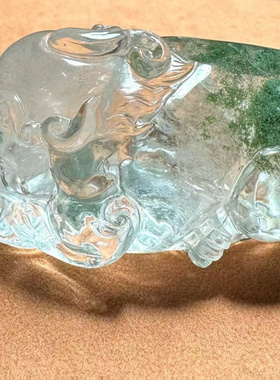 魅晶天然水晶晶体通透巴西老矿翠绿色绿幽灵聚宝盆貔貅吊坠