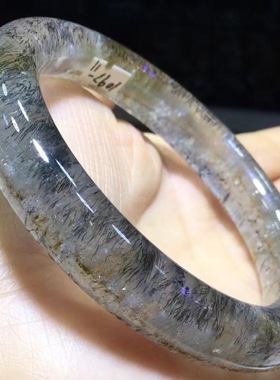 魅晶天然水晶晶体通透七发晶花紫钛蓝发手镯