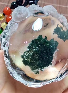 魅晶天然水晶晶体通透绿幽灵全包股童子送福大吊坠