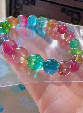 魅晶天然水晶晶体通透瓜葵塔尖西瓜原矿料手链