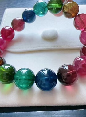 魅晶魅晶天然水晶晶体通透老油料玻璃体碧玺彩虹手链