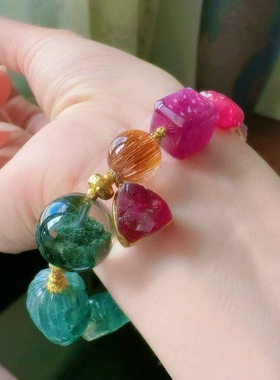 魅晶天然水晶晶体通透绚丽多彩多宝手链