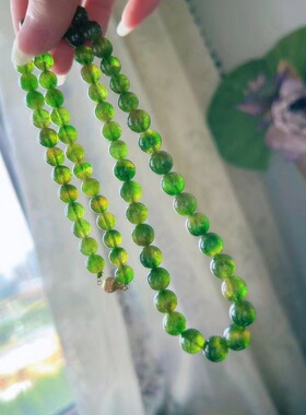 魅晶天然水晶晶体通透嫩绿色调西瓜碧玺手链