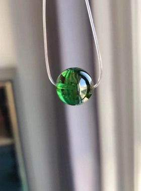 魅晶天然原矿戒面料晶体通透绿碧玺转运珠单珠吊坠
