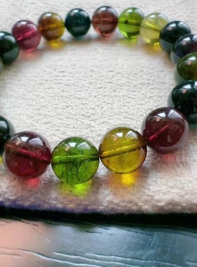 魅晶天然水晶晶体通透醇厚浓郁老矿碧玺手链