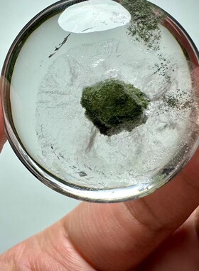 魅晶天然水晶晶体通透绿幽灵内包水胆流沙吊坠