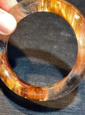 天然原矿晶体通透金发晶顺发蝴蝶发发晶花手镯