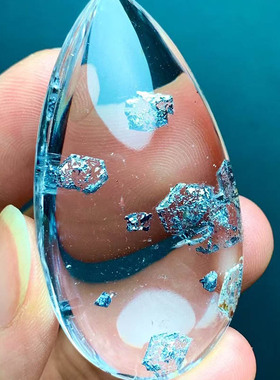 魅晶天然水晶晶体通透天然蓝色矿物包裹体吊坠