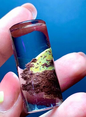 魅晶天然水晶晶体通透黄云母圆柱形吊坠