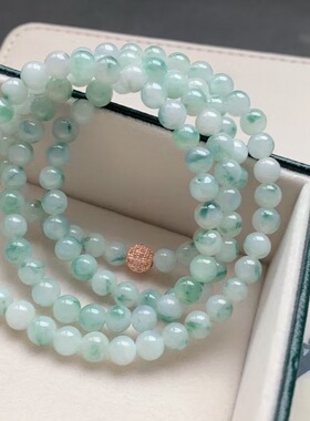 魅晶天然水晶晶体通透A货翡翠冰飘花珠链