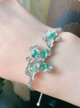 魅晶天然水晶晶体通透稀世祖母绿邂逅璀璨钻石手链