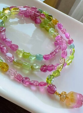 魅晶天然水晶晶体通透玻璃体碧玺原石项链