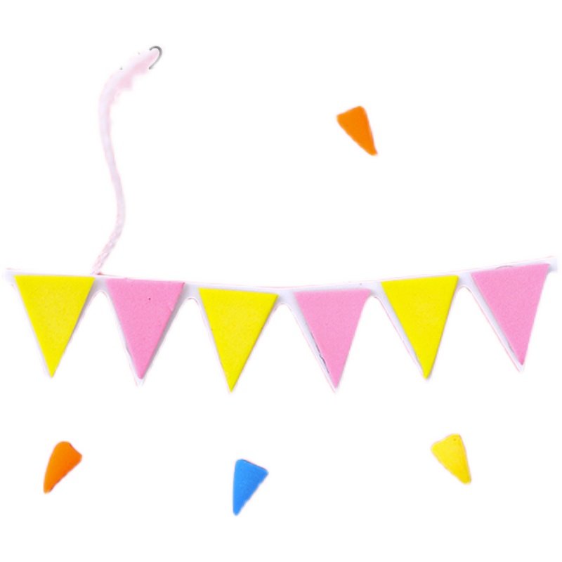 EVA海绵彩旗蛋糕装饰彩色三角拉旗生日派对满月周岁派对插件配件