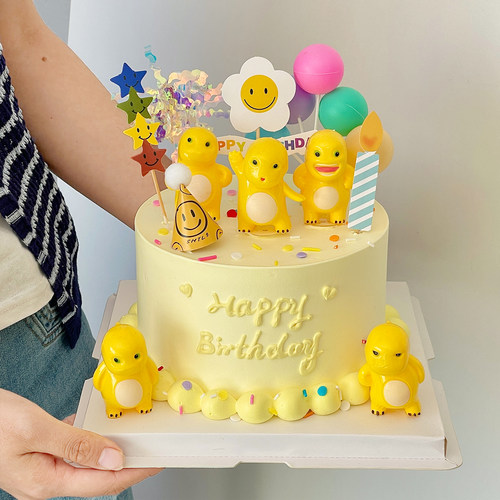 网红ins胖胖龙卡通可爱龙蛋糕装饰品摆件小恐龙儿童宝宝生日插件 - 图2