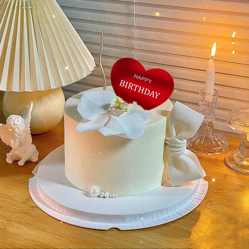 小红书同款韩式女神生日蛋糕装饰仿真白色蝴蝶兰花蛋糕插牌插件 - 图3