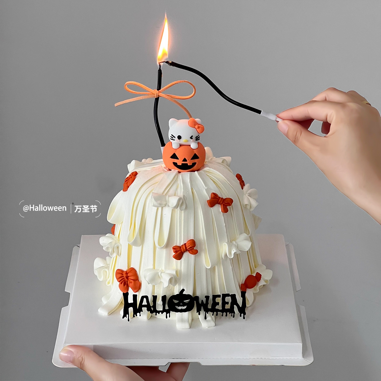 2025万圣节许愿树蛋糕装饰蝴蝶结猫咪摆件南瓜Halloween装扮插件 - 图2