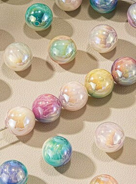 海蒂光变三色鎏金暮光倾城系列通孔圆珠手工DIY散珠
