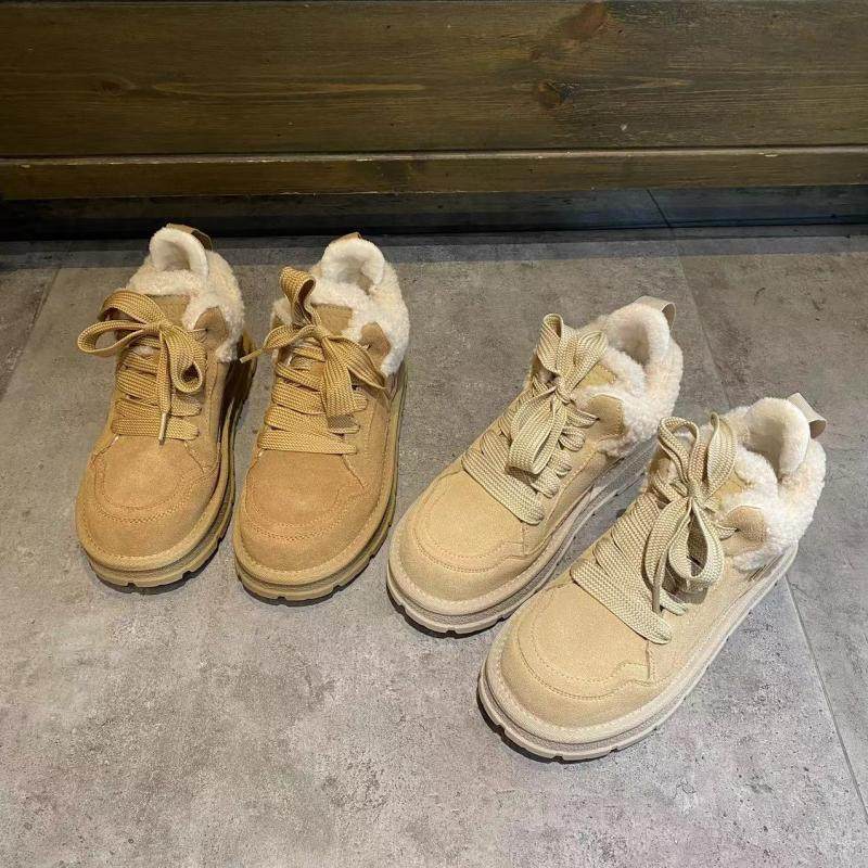 厚底毛毛雪地靴女2025新款冬季加绒真皮羊毛系带休闲保暖棉鞋板鞋,淘宝优惠券,粉丝福利购,淘宝优惠卷