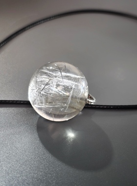 天然银发水晶小灯泡项链吊坠