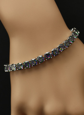 钻石之乡河南钻石商丘人工钻石七彩色圆形手链女生6.0圆形手饰品