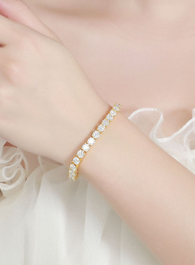 河南钻石商丘人工钻石50分手链S925纯银简约潮流气质轻奢小众跨境