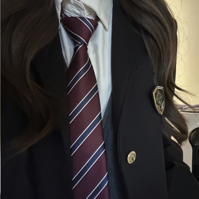 本治高等学院原创 提花领带JK制服DK制服条纹领带校供感基础百搭 - 图0