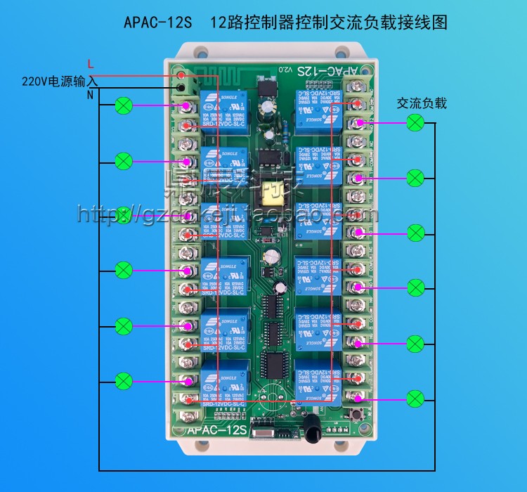 带急停总开关12路220V遥控开关电机正反转水泵航模灯具改装控制器 - 图1