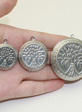 相盒可打开放照片不锈钢新星饰品