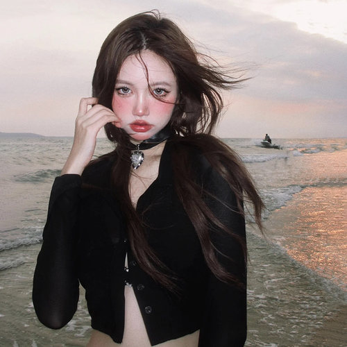 呆呆同款泳衣女性感比基尼聚拢胸罩衫三件套显瘦分体三角度假温泉 - 图2