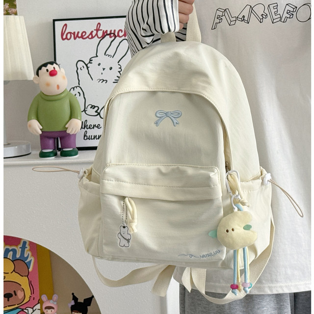 Japanese simple soft girl schoolbag campus fashion solid color backpack college style simple lightweight travel backpack