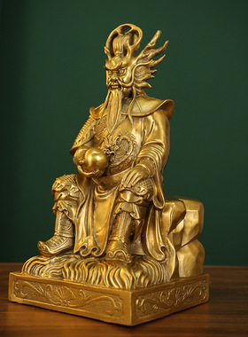 纯黄铜龙王爷神像东海龙王铜像家居客厅供奉佛像风水工艺品装饰品