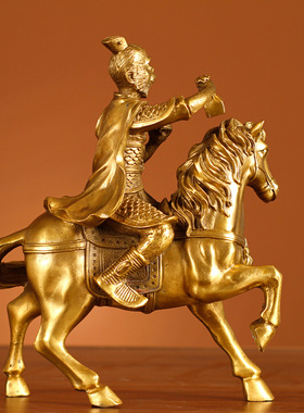 马上封侯摆件铜制马摆件工艺品铜马猴子家居办公室摆设黄铜
