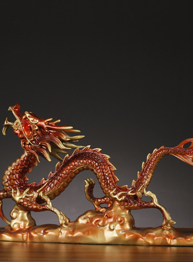 纯铜生肖龙生意兴龙摆件龙行天下彩绘全铜家居工艺品酒柜装饰品