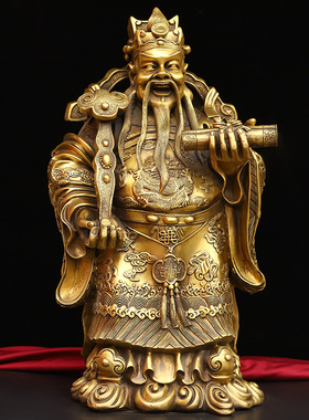 纯铜福禄寿三仙摆件福星禄星寿星老人祝寿客厅家居用供奉铜像大号