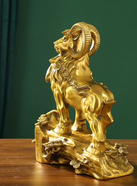 纯铜生肖羊领头羊三羊开泰工艺品摆件艺术品装饰礼品客厅