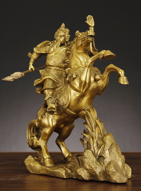 骑马关公像客厅家居店铺供奉关羽关二爷开业礼品铜武财神爷摆件