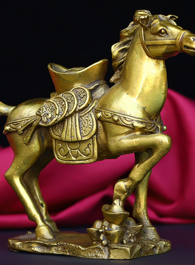 纯铜马上元宝12生肖马驮元宝摆件马到成功工艺品家居室办公装饰品