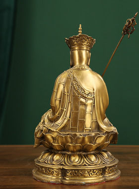 纯铜王佛像九华山地藏菩萨像装饰摆件客厅创意金属摆件饰品家居