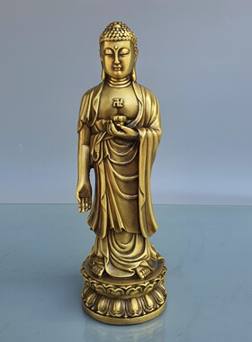 纯铜站释迦摩尼摆件大日如来佛祖铜像坐莲花佛像家用工艺礼品摆设