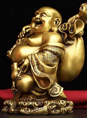 纯铜大肚弥勒佛摆件布袋和尚笑面佛家居供奉佛像店铺公司开业礼品