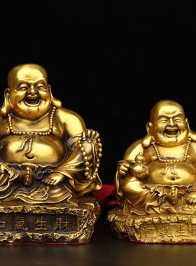 纯铜弥勒佛佛像摆件纯铜弥勒菩萨像笑佛大肚佛未来佛家居店铺供奉