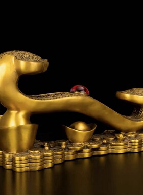 纯铜如意摆件铜如意把件大号如意家居客厅办公室开业乔迁礼品摆设