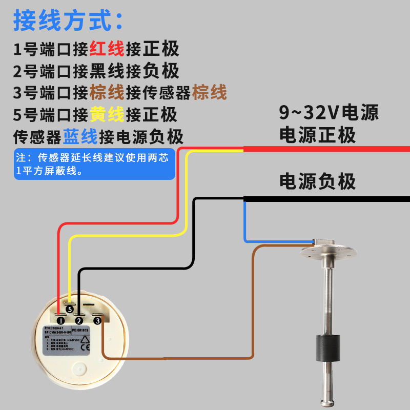 房车改装水位传感器液位传感器房车水位表游艇快艇指针数显水位表-图2